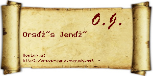 Orsós Jenő névjegykártya